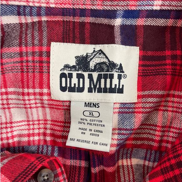 Old Mill Red Plaid Flannel Long Sleeve Shirt XL - Picture 8 of 9